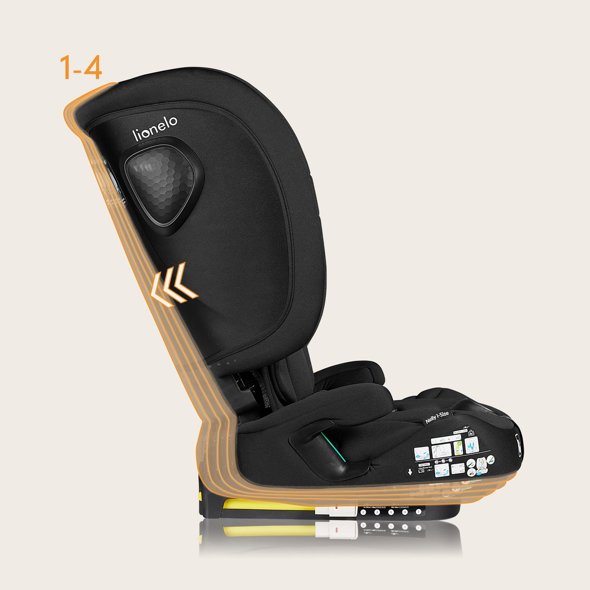 LIONELO NELLY I-SIZE Siège auto pliable avec ISOFIX pour enfants 76-150 cm (15 mois - 12 ans) Contraire de marche et arrière, sangle TT, protection latérale, réglage de l'appuie-tête et du dossier