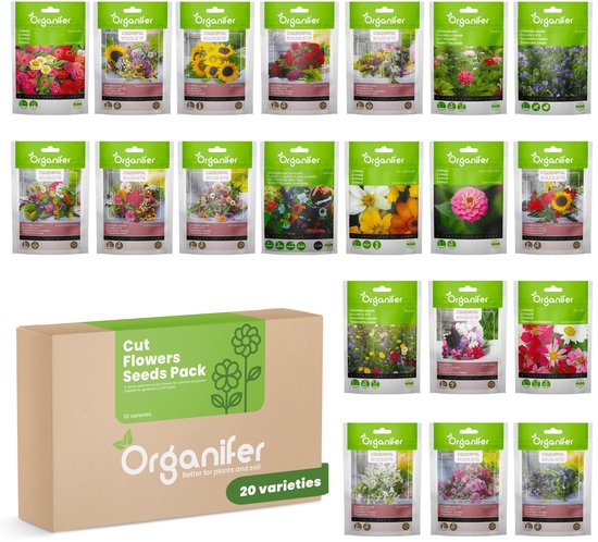 Snijbloemen Zadenpakket - 20 Soorten - Snijbloemen Zaad - Bloemenzaad - Bloemenweide - Bloemzaden - Snijbloemen Mix - Organifer