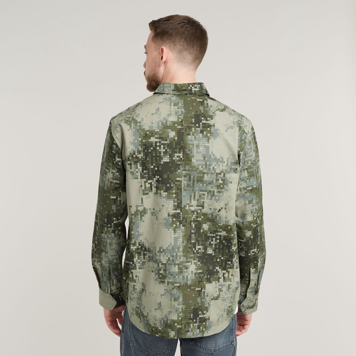 G-Star Cargo Pocket Regular Shirt ls Heren Shirts Elephant Skin Mini Digi Camo