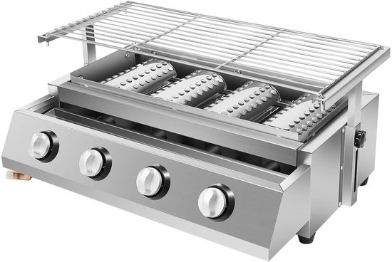 Luxe 4-kops Gasbarbecue – Draagbare Braadmachine voor Outdoor - Camping - BBQ - Kooktoestel