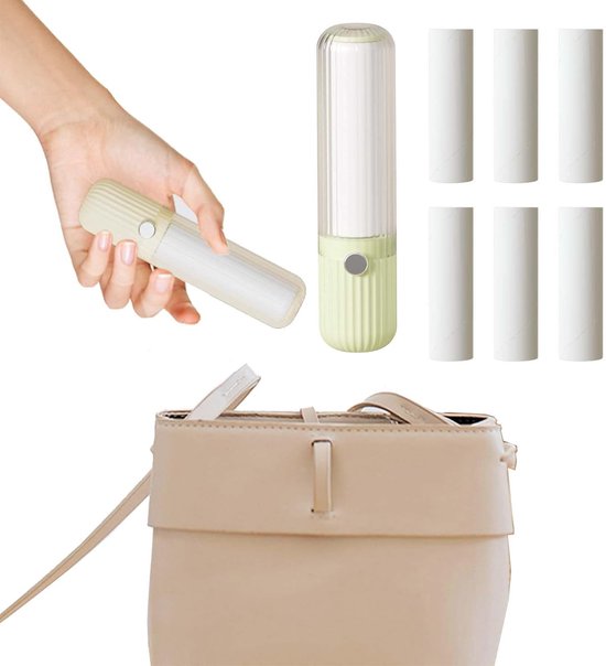 WISIRENT Draagbare pluisrol, draagbare pluisrol, mini-dierenhaarborstel, herbruikbare dierenhaarrol voor kleding, kattenharen (4 rollen 1 handvat