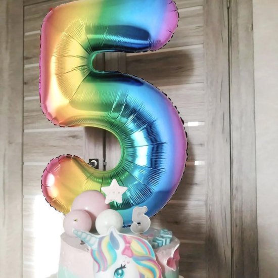 5e Verjaardag XXL Folieballon Nummer 5 100 cm - Veelkleurige Decoratie voor Feest — afbeelding 4