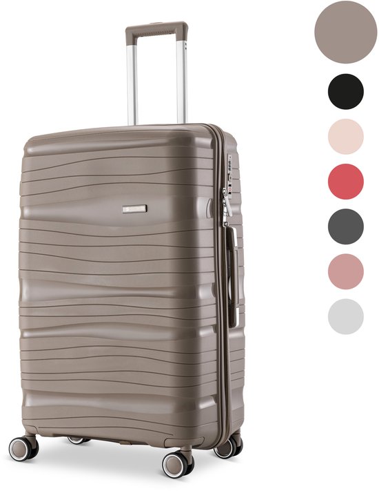 SKYCASES Travelin' Charm – 24-inch Medium Reiskoffer – Cijferslot – 41x24x69 cm – 68L – Lichtgewicht, Waterdicht & Duurzaam – Champagne