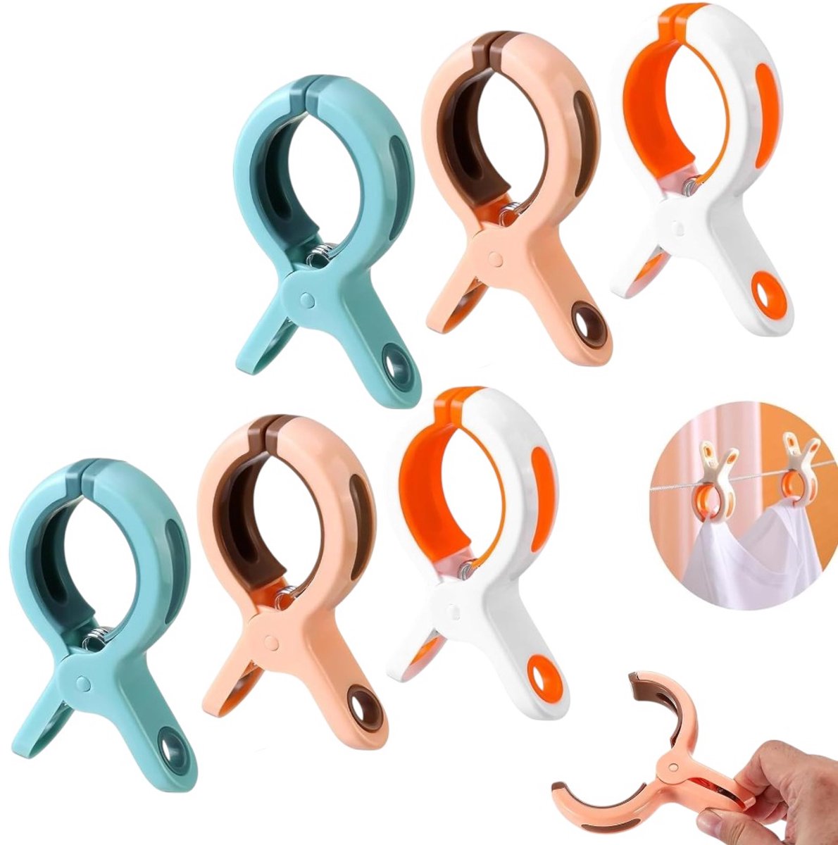 6-pack handdoekklemmen, lakens, lakens, zwembadstoelen 10cm