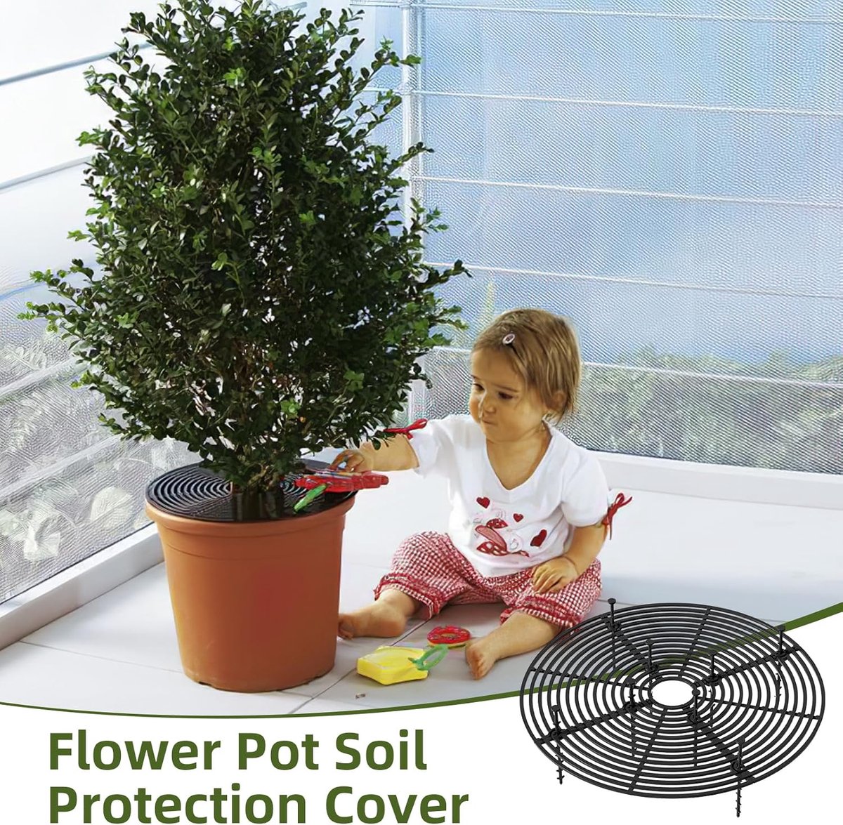 Bloempotroosters - plantenbeschermingsrooster - bloempotbescherming - Bloempotbescherming - bloemen- en plantenbeveiligingen - 30 cm - met bouten - kunststof - zwart - Verstelbare - voor Beschermt planten tegen katten, kinderen en vuil — cadeau in Cadeau-ideeën - foto 4