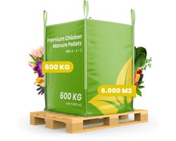 Premium Kippenmestkorrels (600kg, 6.000m2) - Kippenmest - Mest - Meststof - Meststoffen - Organische Meststof - Mestkorrels Tuin - NPK 4-3-3 - Rijk aan Kali en Fosfaat - Organifer