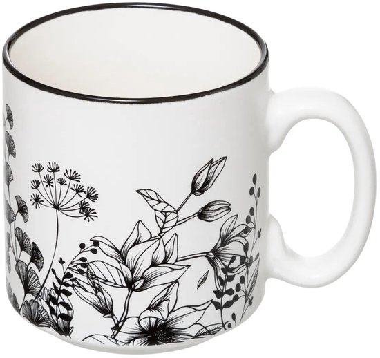 Tasses à Café Secret de Gourmet Fleurs - 8 pièces sur support métallique - Céramique - finition brillante - 240 ml - 7 x 8 cm