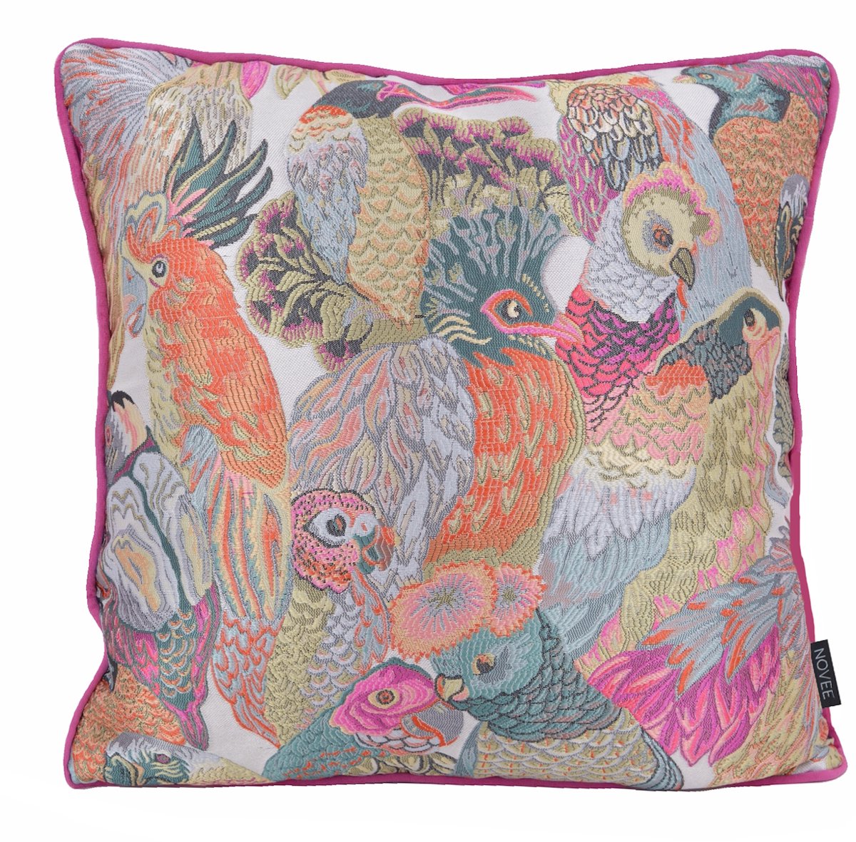 NOVÉE Sierkussen Velvet Parrots | 45 x 45 cm | Fluweel / Polyester multi 45x45
