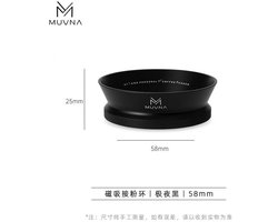 MUVNA - Dosing Ring Black - Espresso - Koffie - Home Barista - Hoge kwaliteit - Aluminium - 58mm - Voor E-61 filterdrager