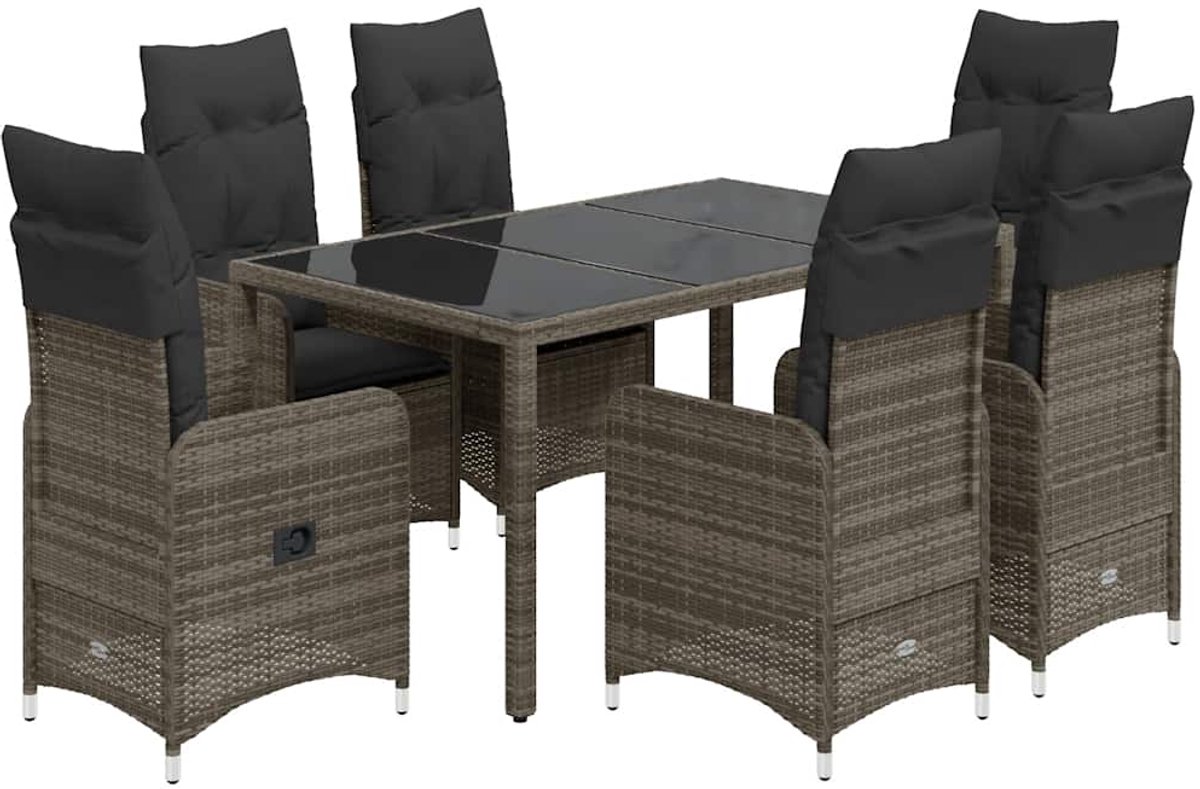 Poly rattan grijze bistroset met kussens voor buiten - The Living Store.