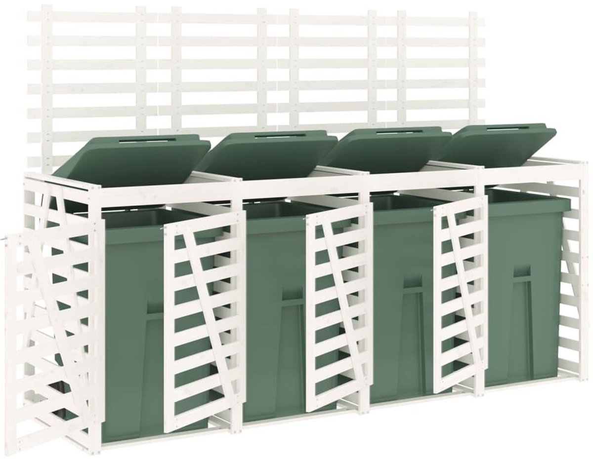 Kliko ombouw - UV-bestendig - Container - Berging - 4 Afvalbakken - Hout - Weerbestendig - Wit