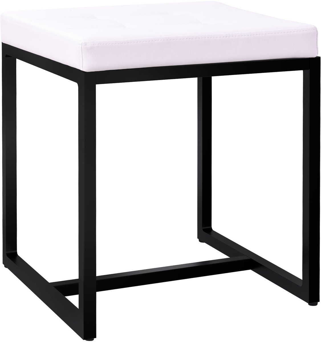 CLP Barci kruk met bekleding en zwart ijzeren frame Kunstleer/wit