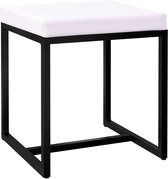 CLP Barci kruk met bekleding en zwart ijzeren frame Kunstleer/wit