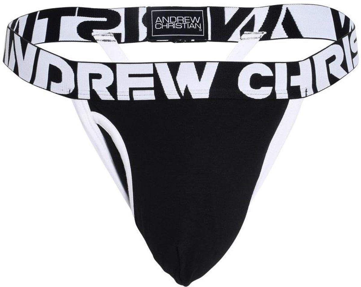 Andrew Christian Fly Y-Back Thong w/ ALMOST NAKED® Black - MAAT S - Heren Ondergoed - String voor Man - Mannen Thong