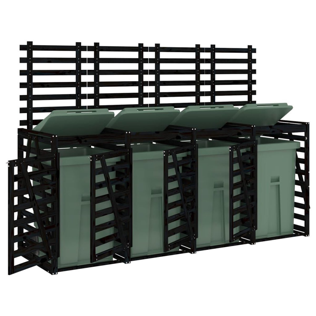 Kliko ombouw - UV-bestendig - Container - Berging - 4 Afvalbakken - Kunststof - Weerbestendig - Zwart