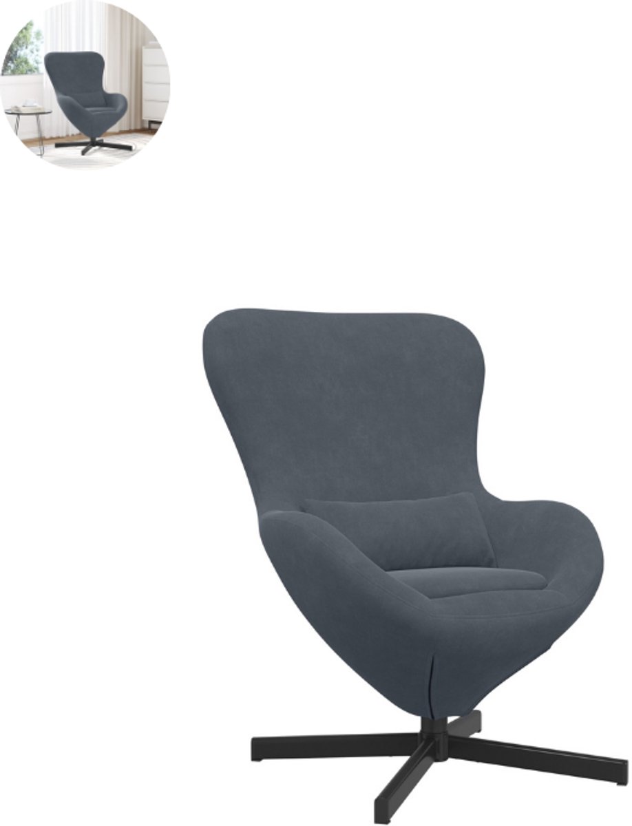 Draaifauteuil - Relaxzetel - Relaxstoel - Relaxfauteuil - Stoel - Met armleuning - Voor één Persoon - Fluweel - Donkergrijs