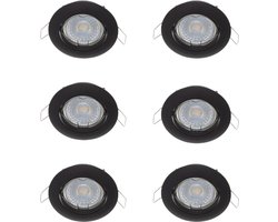 6 Spots - 5W - Dimbaar - GU10 - LED Inbouwspots - 2700K warm wit - 5 Watt - IP20 - Ronde plafondspots - Spotjes verlichting - voor woonkamer, gang en slaapkamer - Zwart