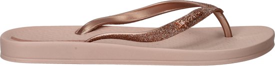 Roze Ipanema teenslipper met glitterbandjes en logo.