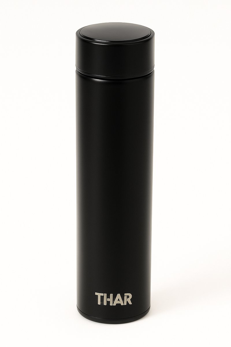 THAR Slimme Thermosfles 500ml – LCD Display & Dubbelwandig - Zwart