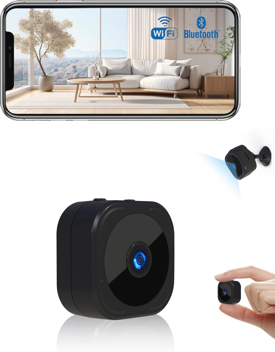 Mini Draadloze WiFi Beveiligingscamera 1080P HD met Nachtzicht en Bewegingsdetectie