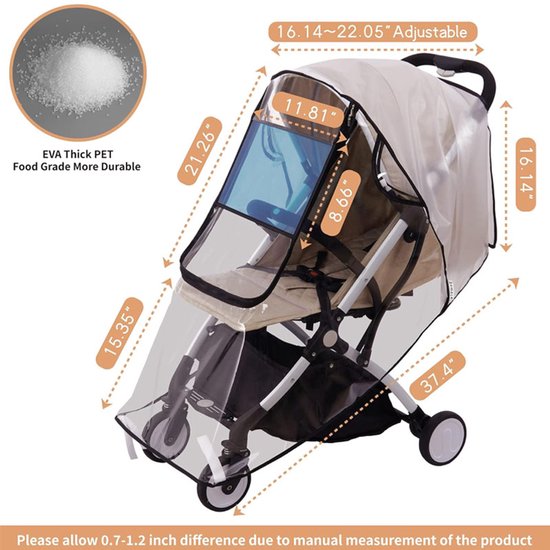 Universele regenhoes voor kinderwagens - Weerbestendige hoes voor reiskinderwagens - Kinderwagenaccessoire - Weerbestendig - Waterdicht - Stof- en sneeuwbestendig - Zwart van Aylalool — afbeelding 5