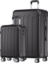 Bol.com TRVLMORE Kofferset - 2 Delig - 38L Handbagage + 110L Ruimbagage - Lichtgewicht - Trolley - Reiskoffer Set - Zwart aanbieding
