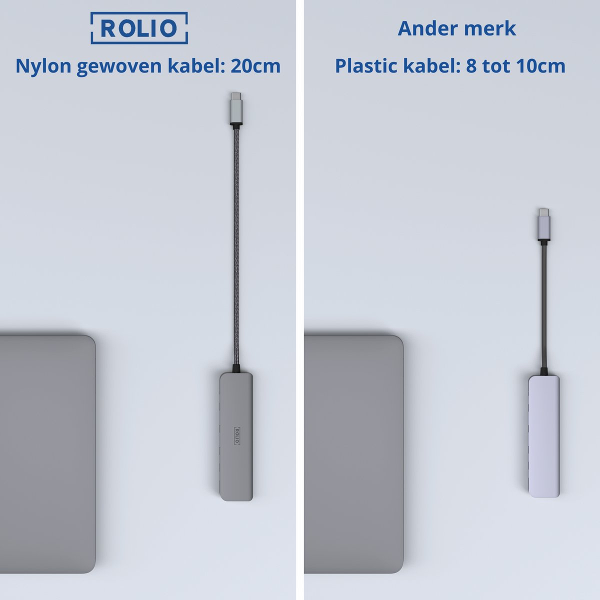 USB-C Hub 6-poorten Rolio - HDMI 4K, 3x USB-C, 2x USB-A, opladen 100W, MacBook & Windows compatible - Afbeelding 4