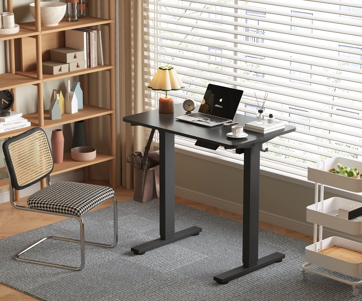 Worktrainer MiniDesk Elektrisch Zit-Sta Bureau Zwart – Verstelbaar Bureau met Memoryfunctie – Ergonomisch Bureau voor Thuiswerken en Kantoor – 73-118 cm thumbnail 4