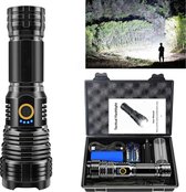 Bol.com Zaklamp Led Oplaadbaar - Militaire Zaklamp - 5000LM - Inclusief 5000mAh Batterij en Europese stekker en Opbergkoffer - U... aanbieding