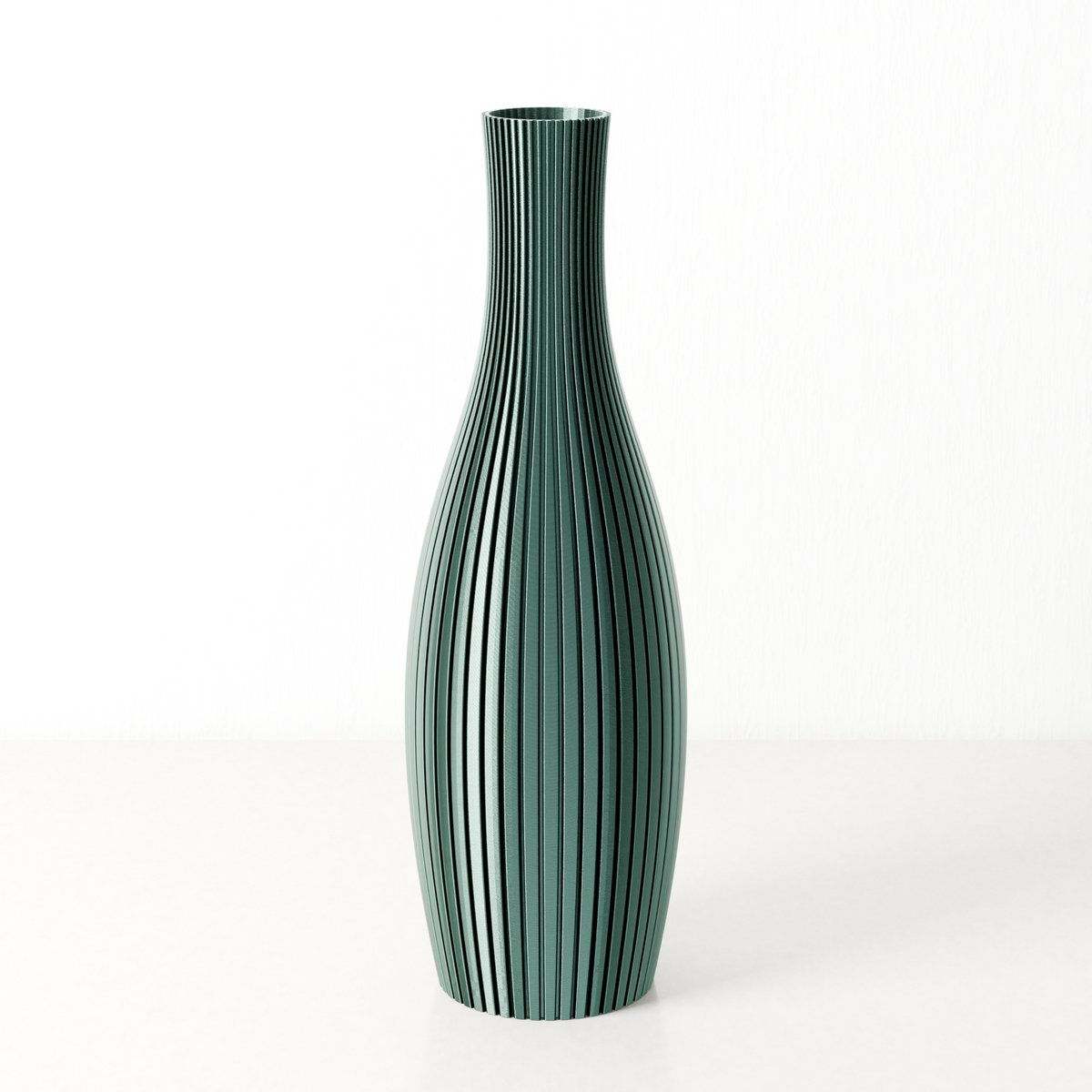 Fleuriek Smalle Hoge Vaas - Silk groen - H30 cm - Dunne Japandi Vaas - Minimalistische designvaas - Decoratieve vaas vensterbank of tafelvaas