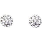 Behave – Oorstekers – Transparant kristal – 1 cm – Vintage zilverkleur