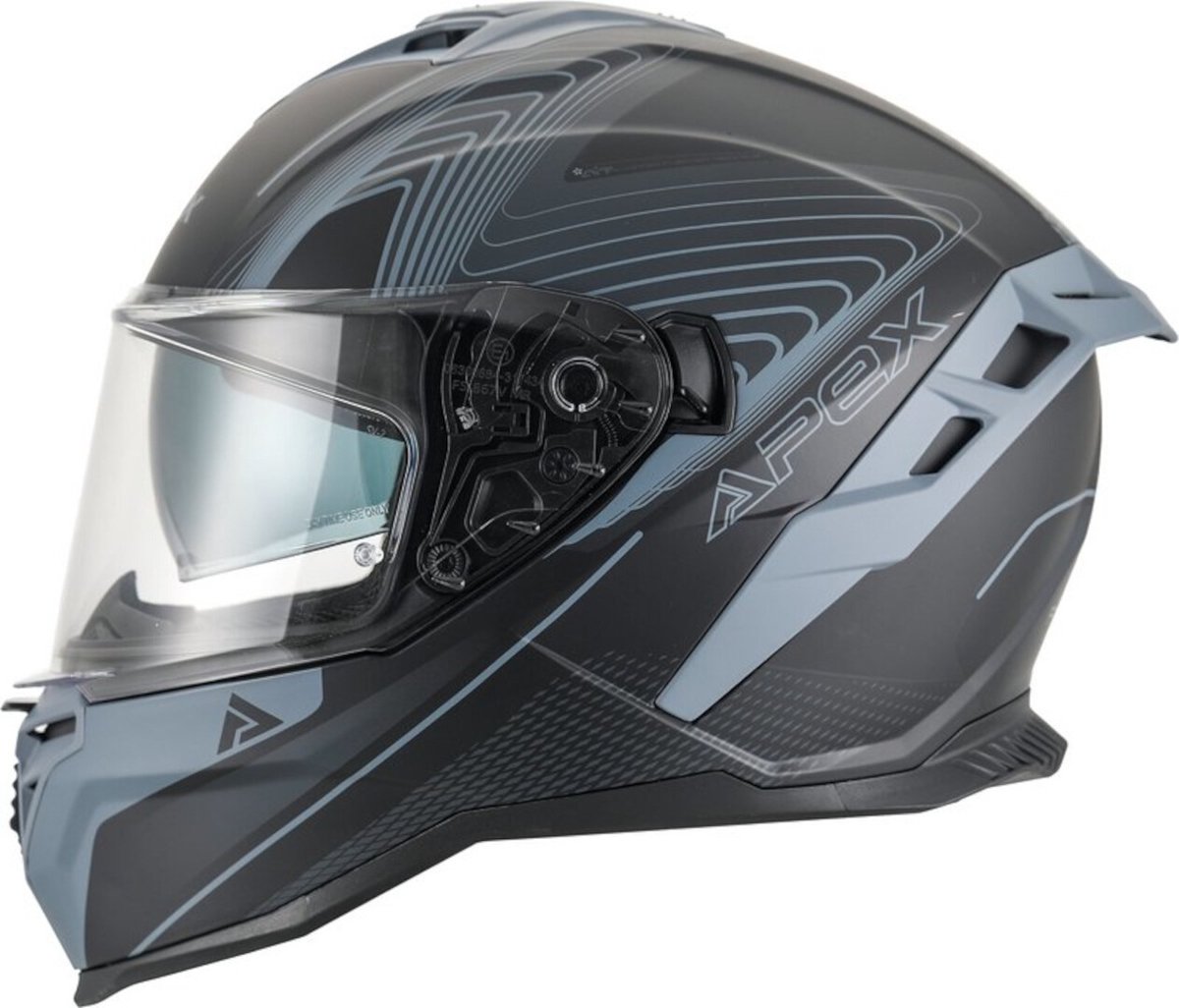 APEX FI200 Madrid Zwart Grijs Integraalhelm - Maat XL - Helm Motorhelm