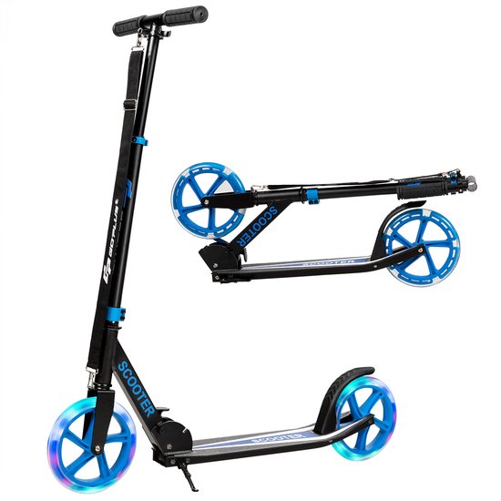 COSTWAY Inklapbare step, in hoogte verstelbaar, cityroller, 100 kg draagkracht, sport kickscooter, kickscooter met 2 led-wielen en ABEC-7 kogellagers