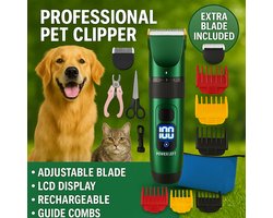 Professionele Pet Clipper met extra Razor Kat Hond Tondeuse Scheerapparaat Elektrische Grooming Trimmer Oplaadbare Kapsel Machine Lcd Display