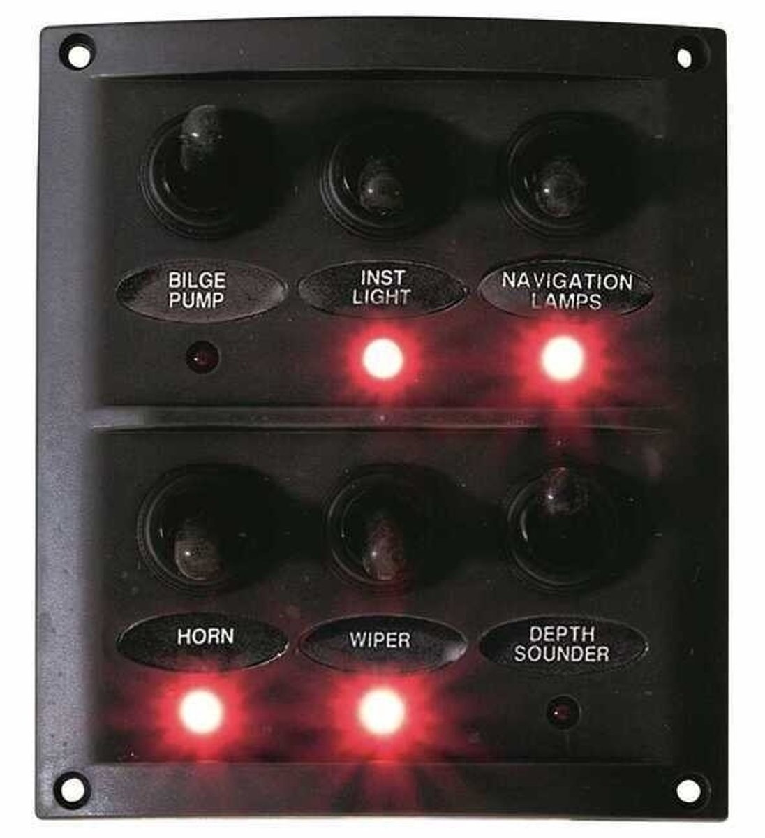 BREG Boot schakelaar 12V met 6 waterdichte tuimelschakelaars / LED