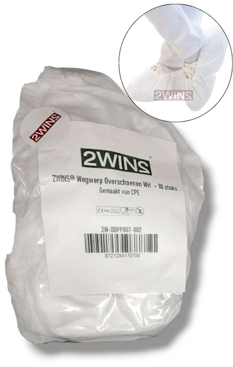 2WINS® Stevige Schoenhoesjes - Waterdicht - Schoenovertrek - Overschoenen - Shoe Cover - Wegwerp - Wit - 10 Stuks (B2)