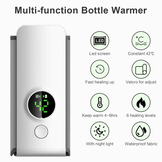 Draagbare Flessenwarmer Onderweg - Flesverwarmer - Flessenwarmer - 4 Temperatuurniveaus - USB Oplaadbaar - Draadloos van Alecto — afbeelding 3