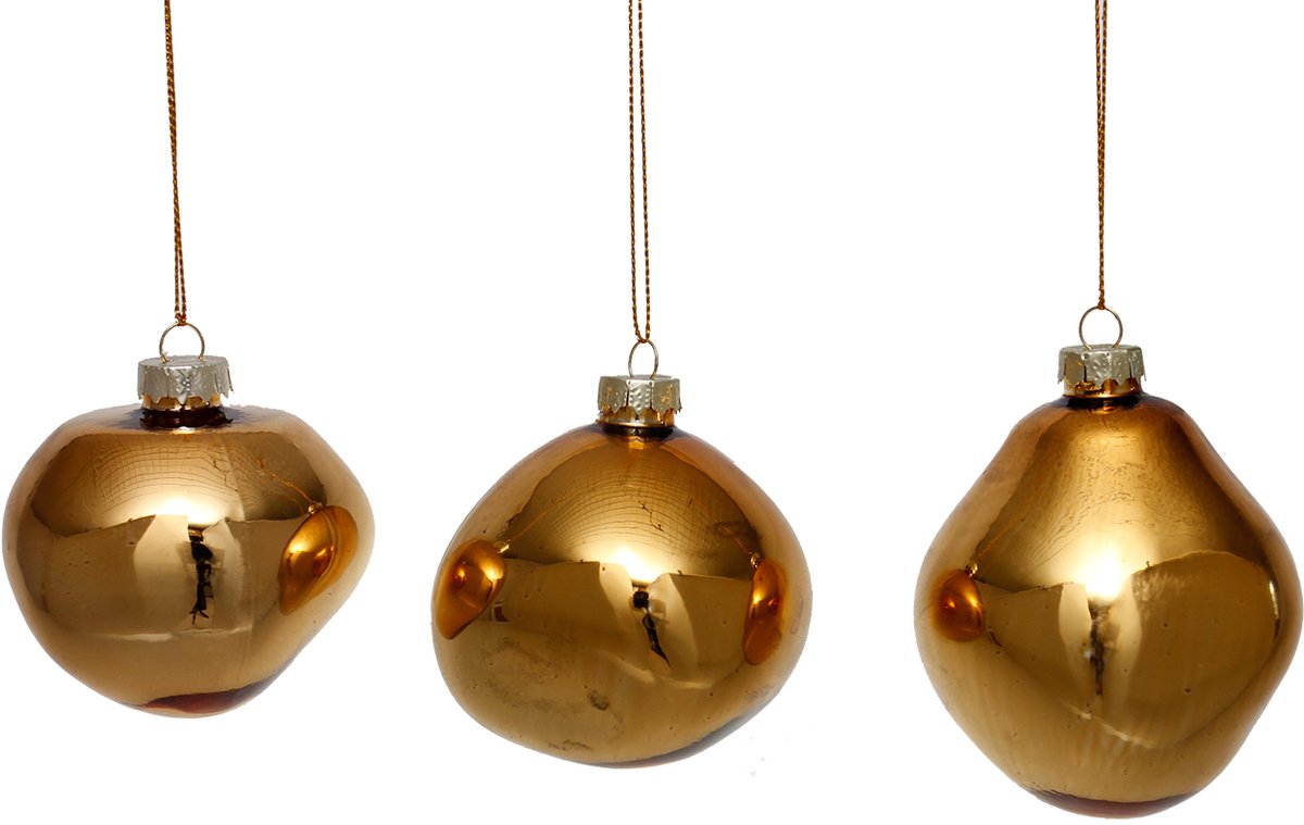 by Mooss - Kerstballen - Set van 6 - Donker Goud - Organisch - Ø 8 cm - Kerst