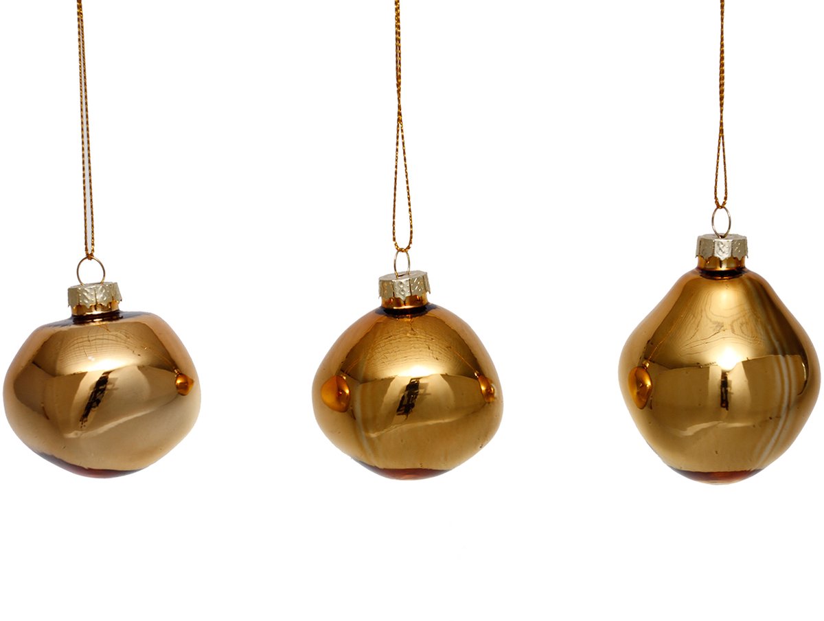 by Mooss - Kerstballen - Set van 6 - Donker Goud - Organisch - Ø 6 cm - Kerst