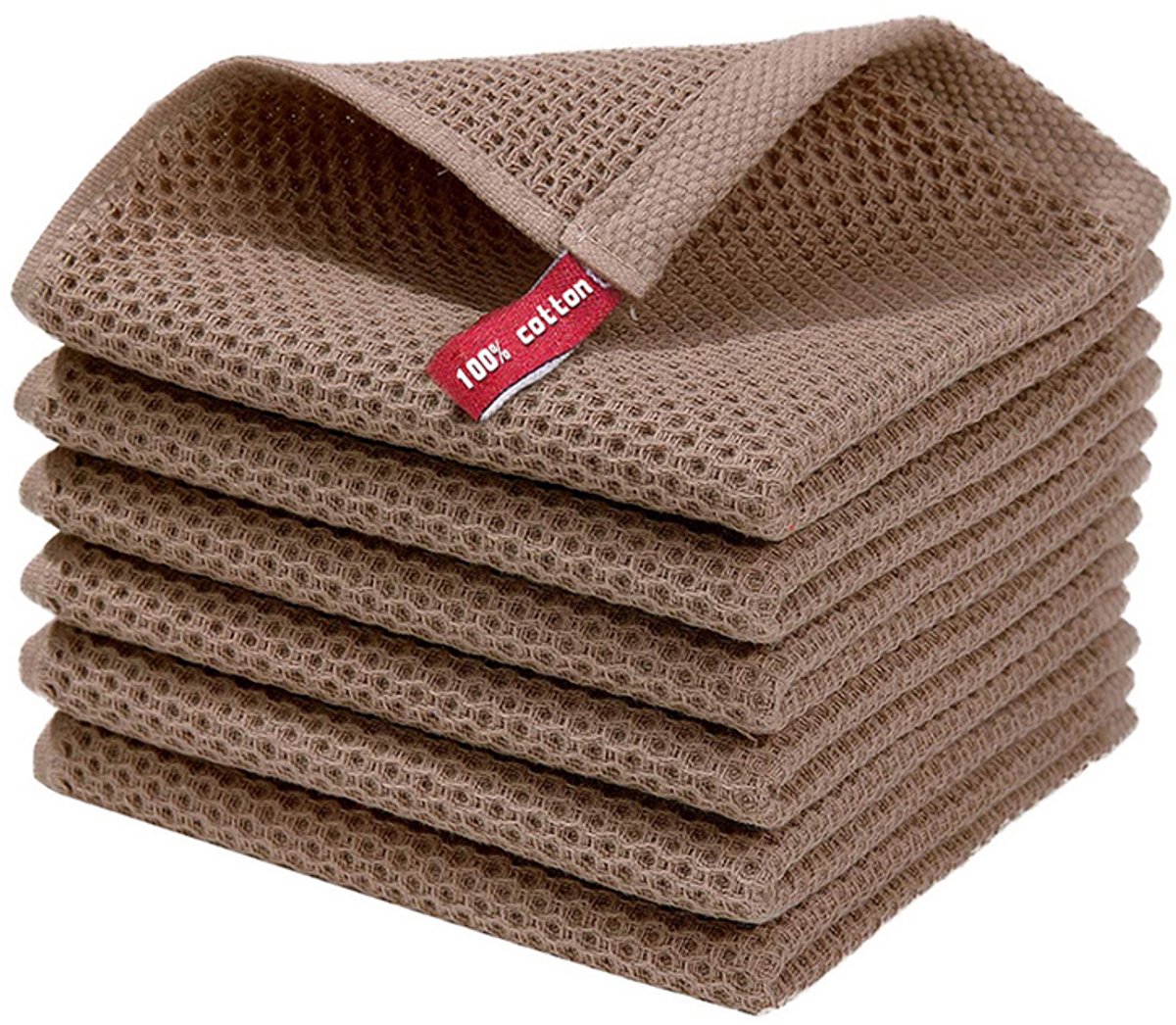Honeycomb Katoenen Handdoek Serie - Multifunctionele Keukendoek - Koffie - 2 stuks