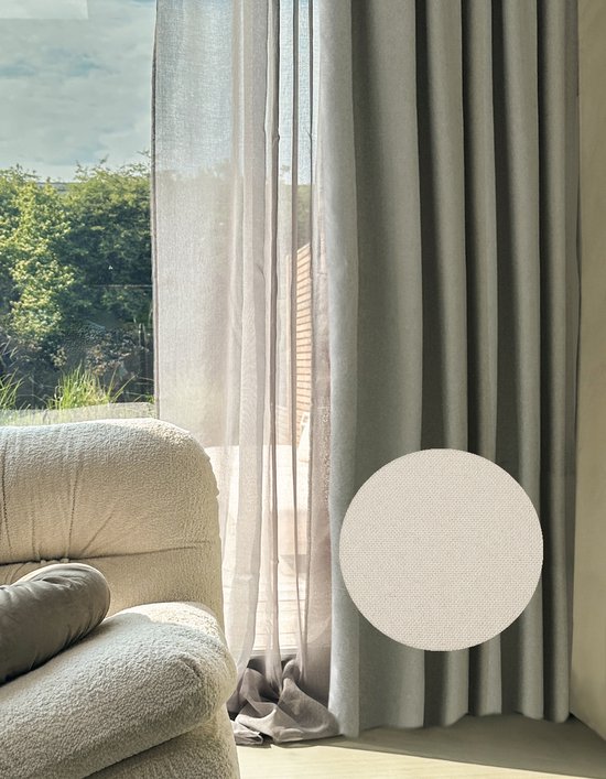 HOOMstyle kant en klaar gordijn met ringen Moon - Verduisterend - 100% Blackout - Geschikt voor gordijnroede - 140x270cm - Off White