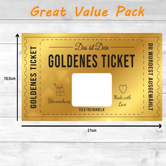 Gouden Ticket Kraskaart - 6 Per Cadeaubon Om Zelf In Te Vullen Met