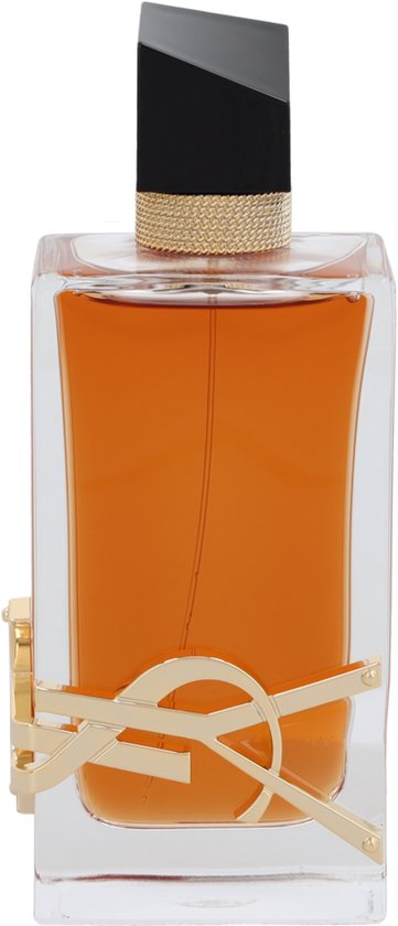 Amberkleurig Yves Saint Laurent Libre Intense Eau de Parfum met gouden YSL-logo.