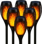 6 Stuks - Tuinverlichting op zonne-energie - Fakkel - Buitenverlichting - LED - Vlam Effect - Tuinverlichting