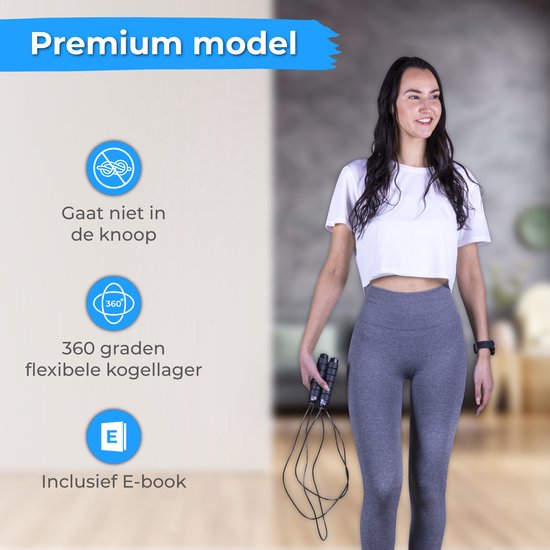 Nuvance Professioneel Sport Springtouw - Verstelbaar - Speedrope - Jump Rope - voor Volwassenen en Kinderen - Zwart