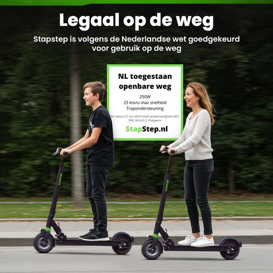 StapStep Pro Elektrische Step voor Volwassenen - Electrische Step - E Step - Wettelijk Toegestaan - 8 Inch - 250W - Snelheid tot 25km/h - Bereik tot 35km - 14KG - Compact Opvouwbaar - Zwart