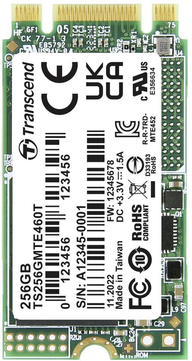 Transcend MTE460T 256 GB NVMe/PCIe M.2 SSD 2242 harde schijf PCIe NVMe 3.0 x2 Industrial TS256GMTE460T