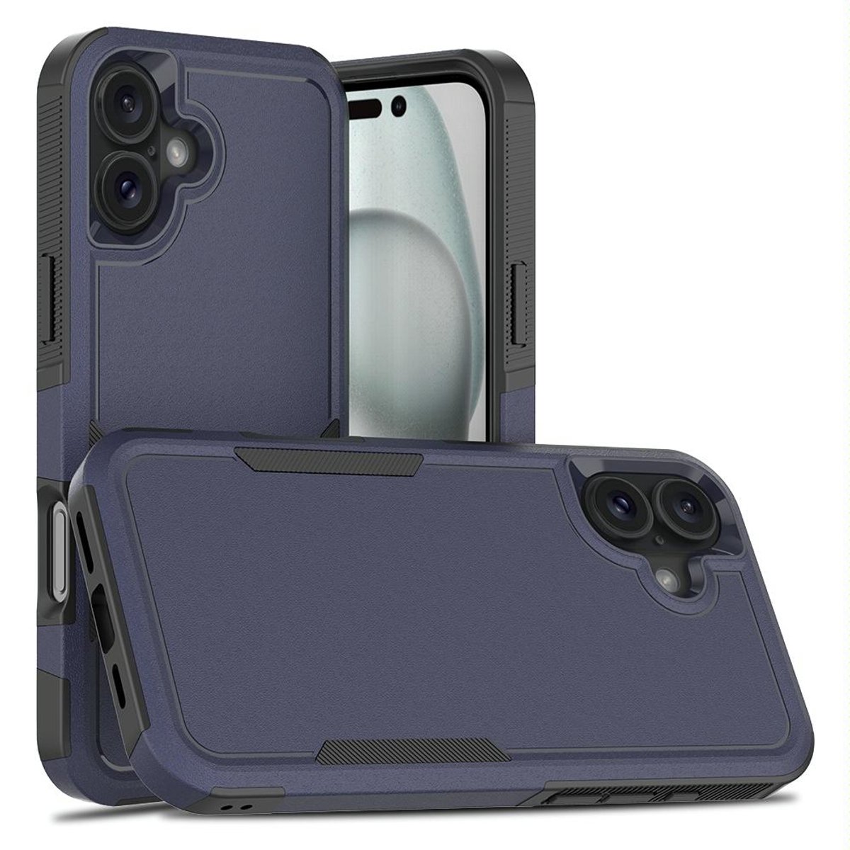 Mobigear Hoesje geschikt voor Apple iPhone 16 Plus Telefoonhoesje Hardcase | Mobigear Heavy Armor Backcover Shockproof | Schokbestendig iPhone 16 Plus Telefoonhoesje | Anti Shock Proof - Donkerblauw