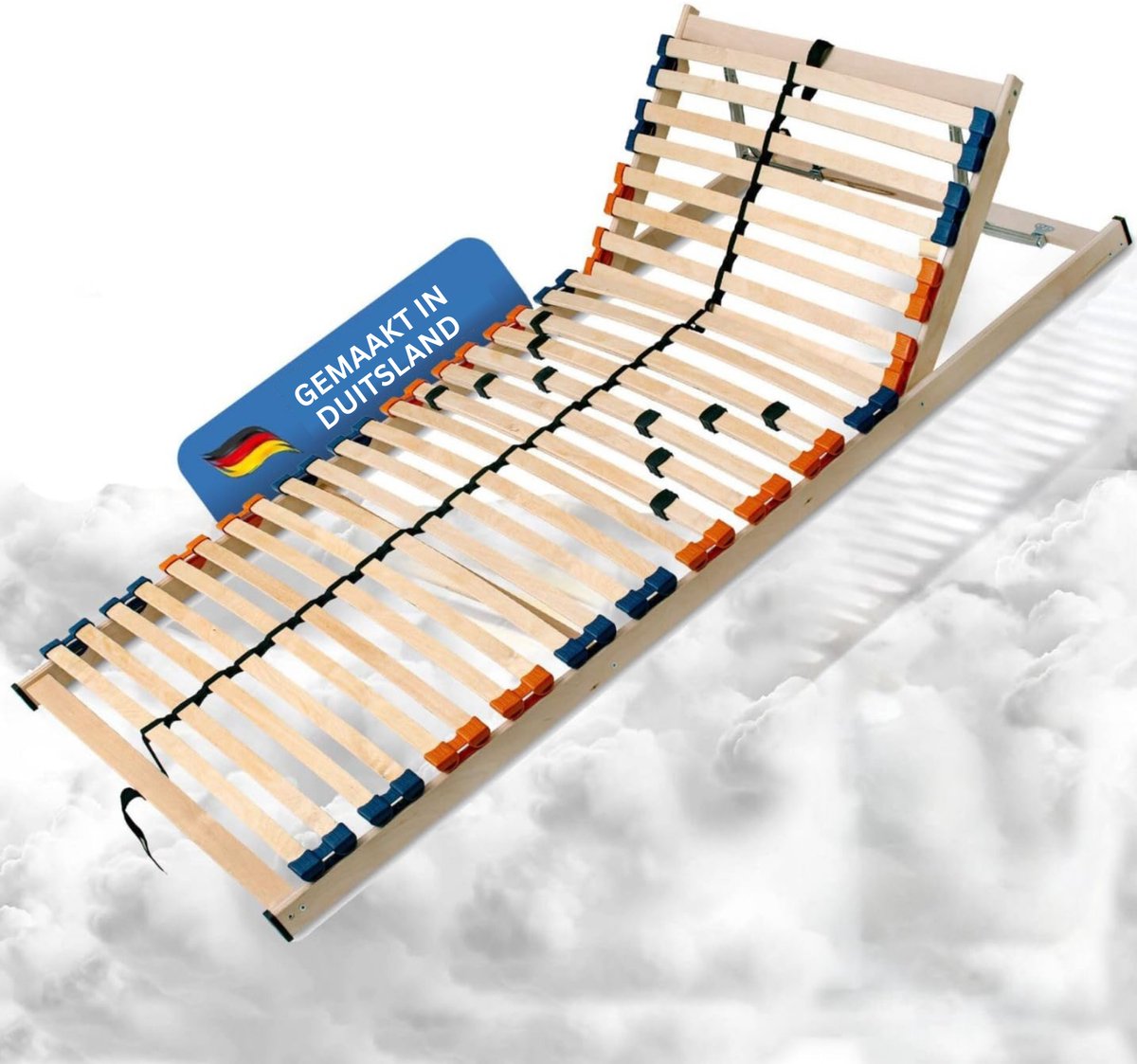 Coemo 7-zone Lattenrost MULTIRA - Houten Lattenbodem met Verstelbaar Hoofdeinde, 5-Voudige Hardheidsverstelling, 28 Flexibele Latten en Geschikt voor Alle Matrassen, 70x200 cm, voordelige kit