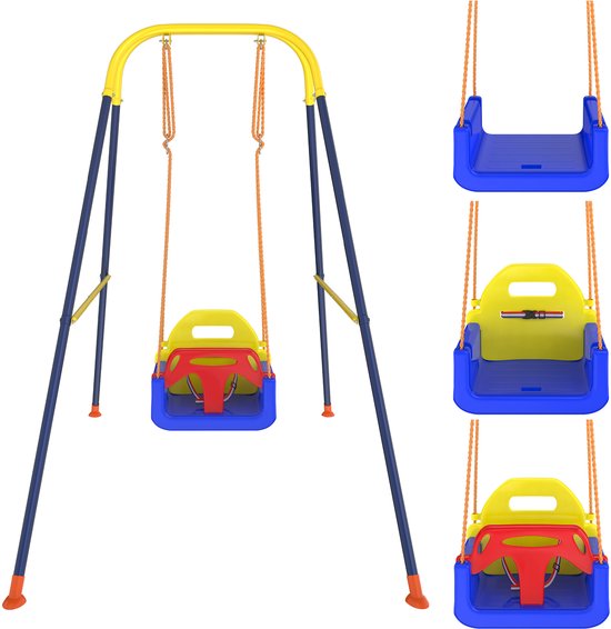 Balançoire Bébé 3 En 1 – Intérieur/extérieur – Support Métal – De 12 à 36 Mois – 25 Kg Max